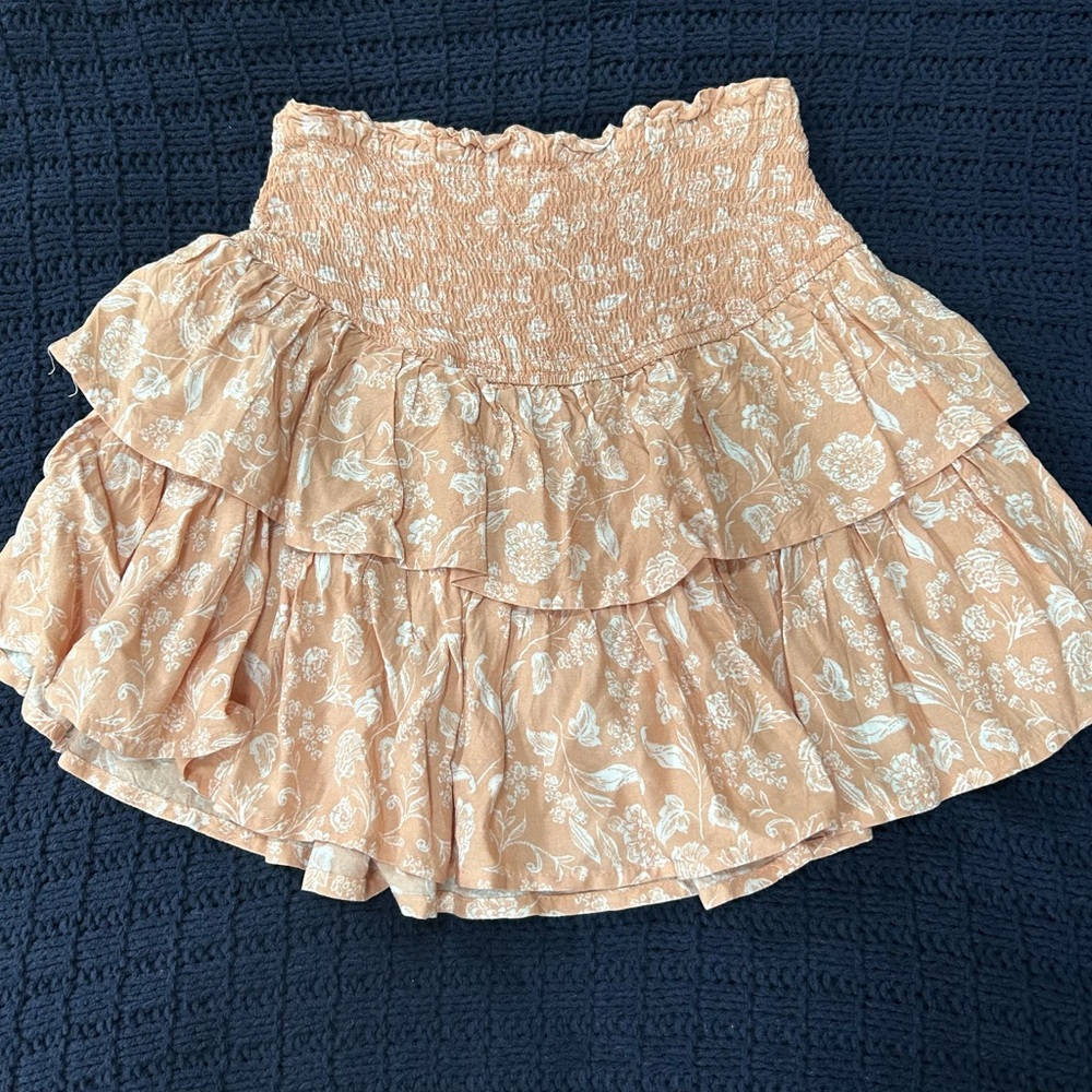 Floral Peach Ruffle Skirt
